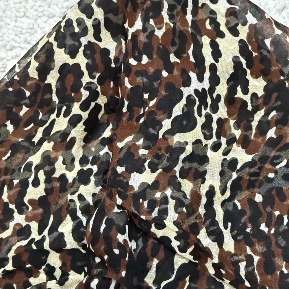 Echo Women's Silk Camo Print Scarf - Black, Brown, and Tan 21.5*21.5 - Picture 4 of 5